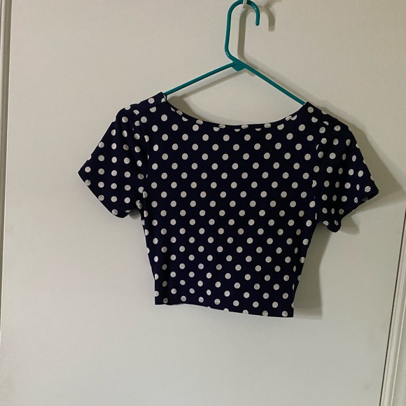 Crop Top Navy blue Polka Dots Crop Top - Picture 3 of 3